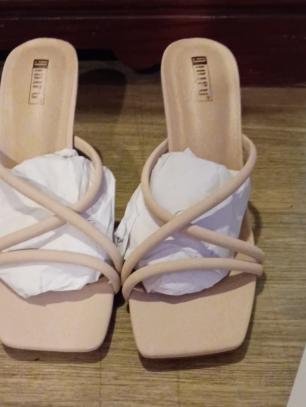 Women’s Nude Strappy Slide Heels